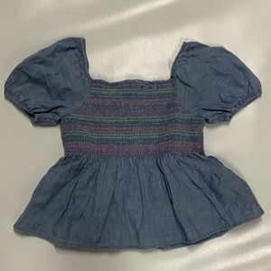 NWOT Gap smocked denim blouse - size M